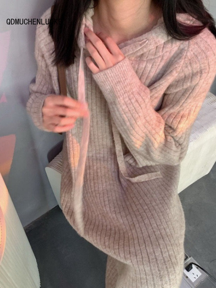 سترة نسائية جديدة لخريف وشتاء 2023 بغطاء للرأس بلون سادة وأكمام طويلة 