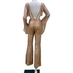 New European and American foreign trade women's Amazon hot stamping round neck bat sleeve top jumpsuit fake two new