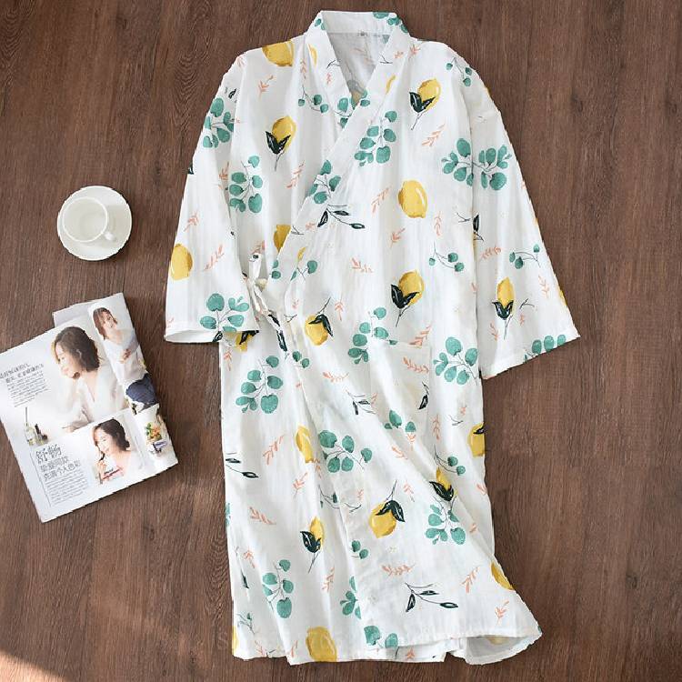 Japanese Woman Pajamas New Summer   Kimono Robes Korean Female Gauze Cotton Thin Casual Nightgowns Floral Bathrobes