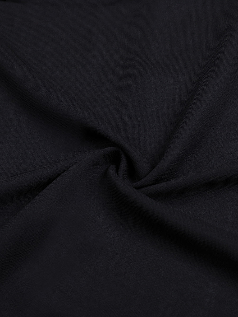 Black Sheer Elegant Chiffon Skirt Ruffled Dress