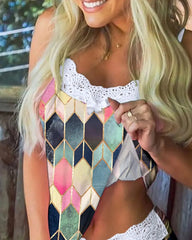 Plus Size Women's Sexy Lingerie Deep V Lace Sling Nightdress Shorts Suit Printed Women's Homewear