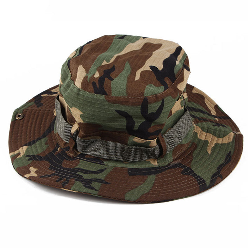 Camouflage sun Cap Outdoor Sports Sun Bucket Cap Fishing Hiking Hunting Hats Big brim fisherman hat solid color casual double-layer tourist hat