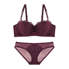 retro striped bra set sexy gathering top thin bottom thick lace edge red underwear women
