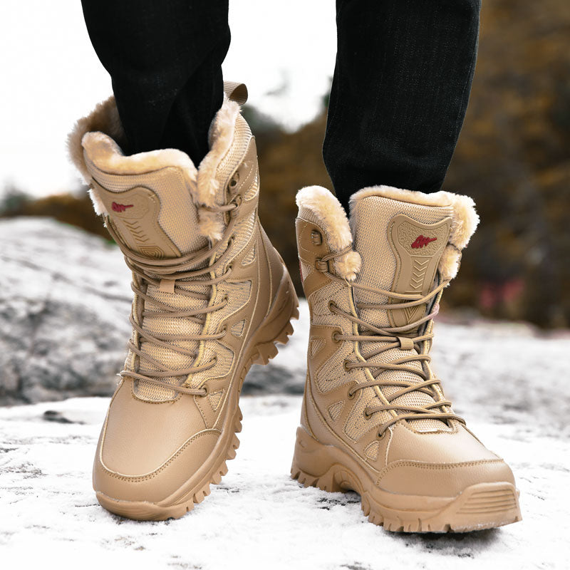 Men Boots Autumn Winter Snow Boots Plus Velvet Warm Boot Men Cotton Boots  -top Casual Outdoor Boots Lovers Hiking Travel Shoes  Size 36-46