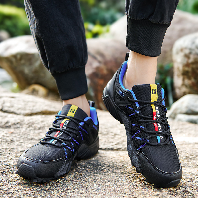 Oversized men's shoes, outdoor sports and leisure shoes, breathable mesh anti-skid travel shoes, running shoes, breathable, fashionable and trendy tem