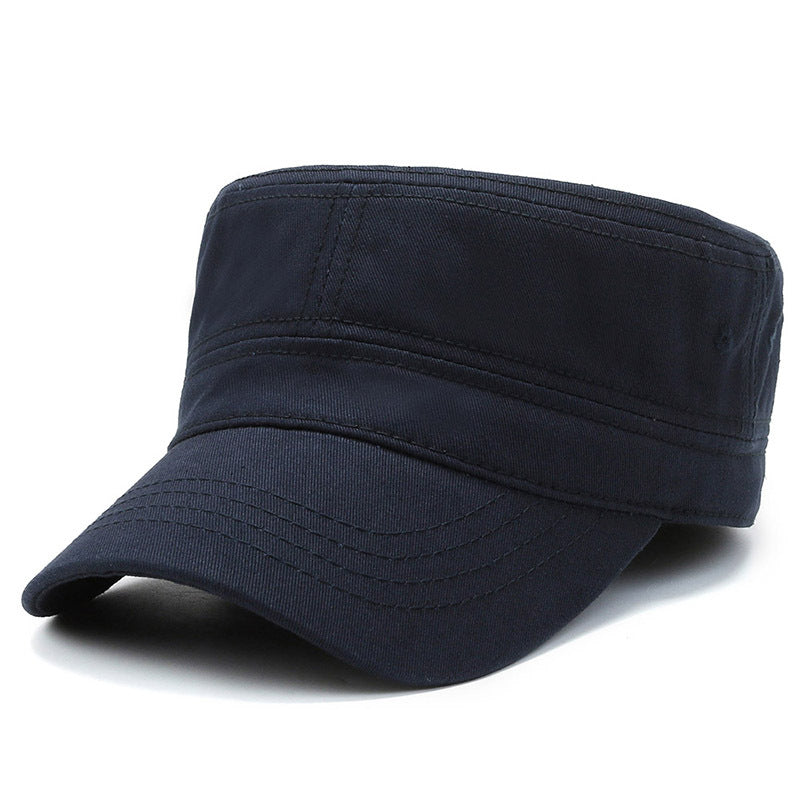 Fashion Military Cap Men Cotton Flat Top Hat Solid Color Outdoor Casual Sun  Hat Fashion Baseball Cap sunshade cap Vintage dad hat