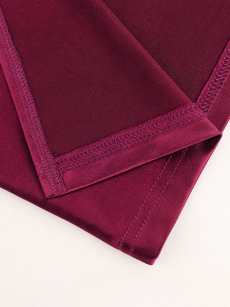 Vintage Women Burgundy Party Dress Bare Shoulder Flare Sleeves Bodycon Knee Length Dress Elegant Ladies Cocktail Evening Gowns