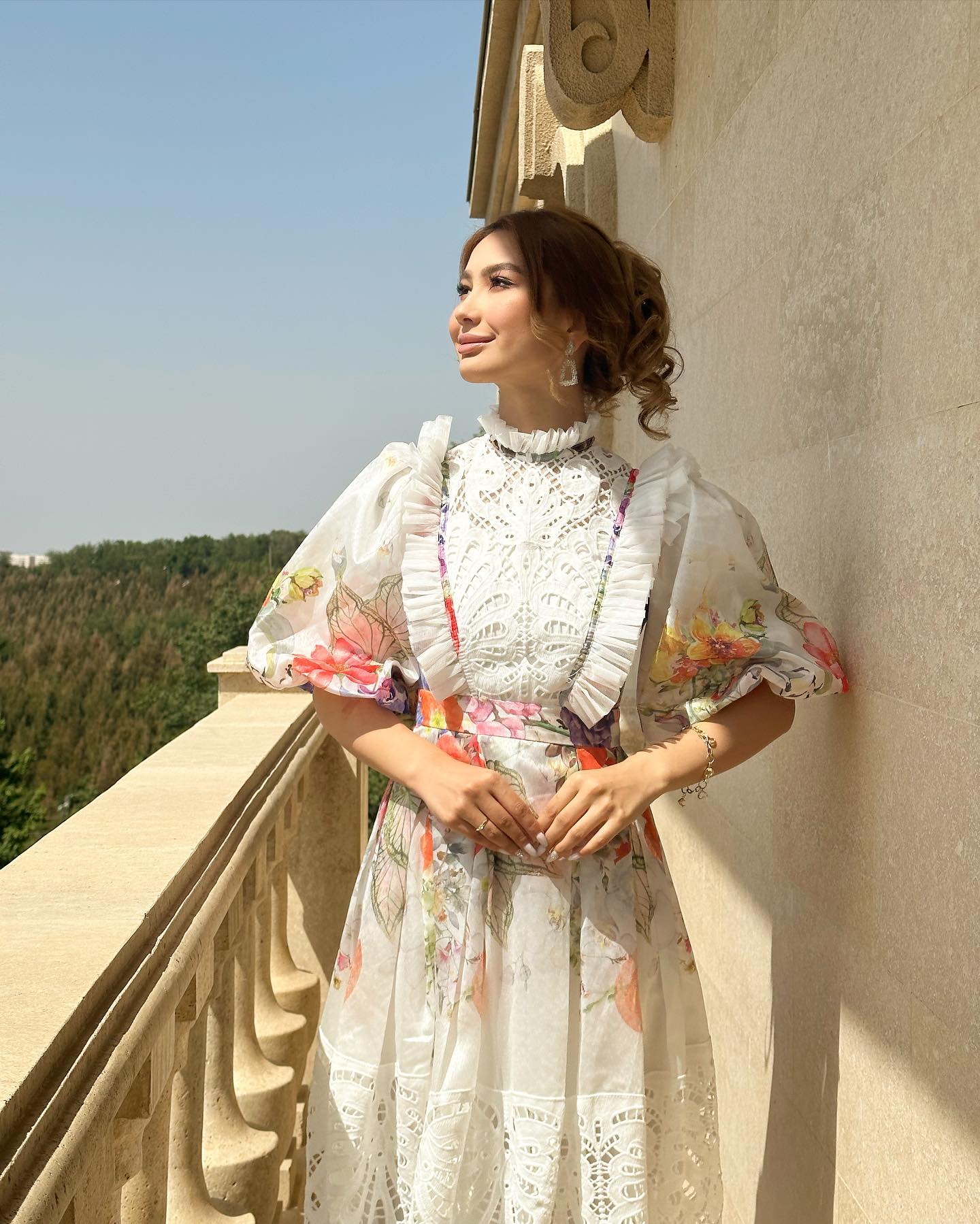 Cutout Lace Panel Pleated Dress