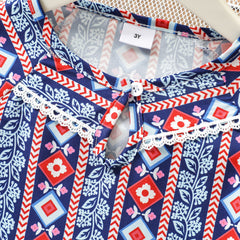 AliExpress spring and autumn long-sleeved girl dress ethnic style striped European and American girl dress small and medium princess dress