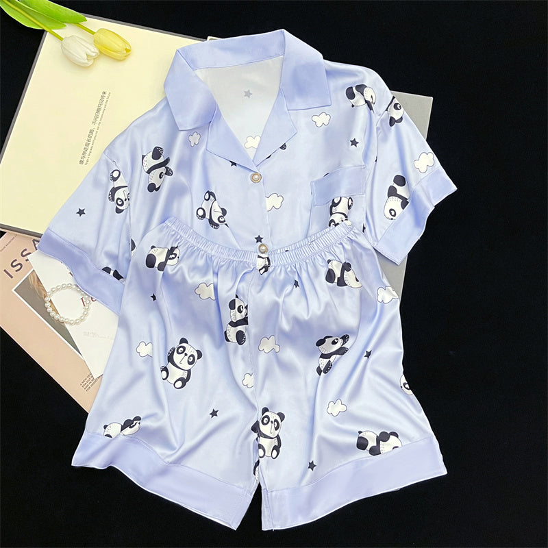 Sweet  national treasure  short-sleeved shorts  -grade ice and snow silk home clothes set