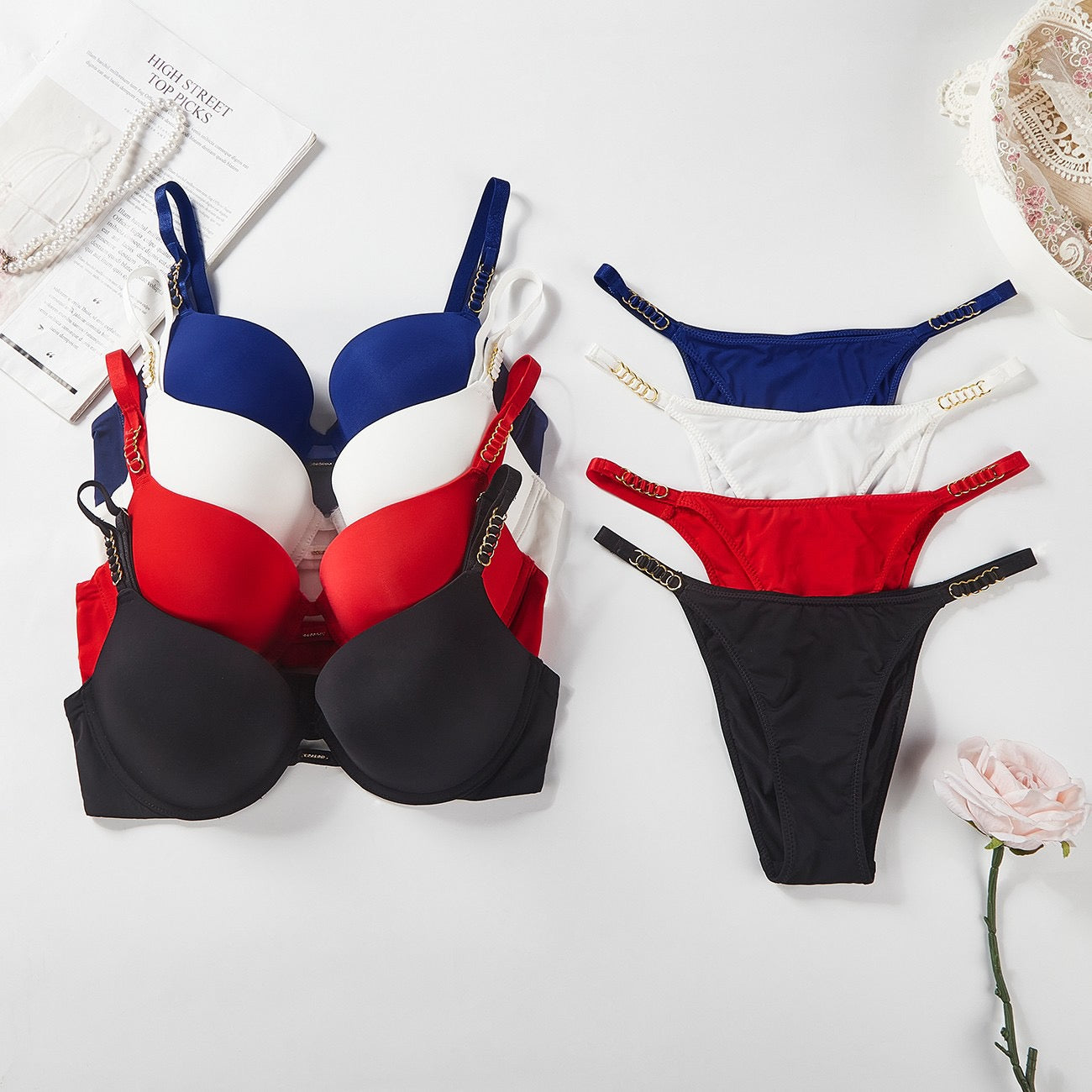 Victoa Flo mond Bra Wom's Gatherg Underwr Set