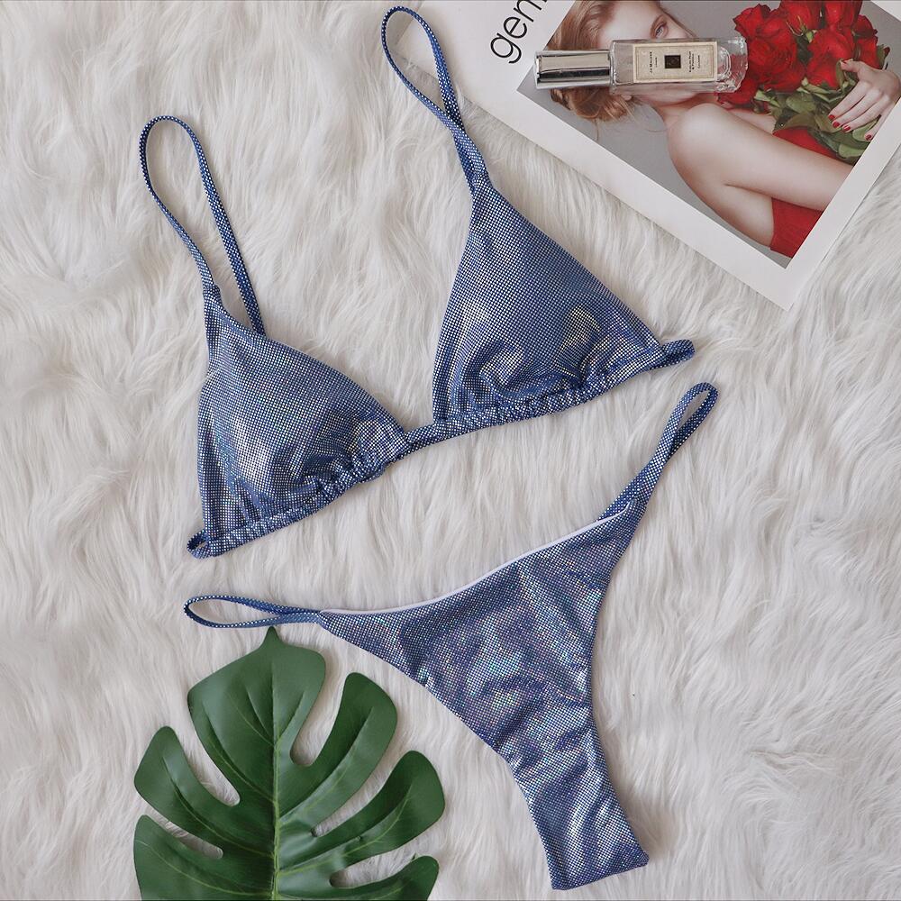 New sexy solid color bikin women's clothing Europe and the United States spring and summer strapless backless seaside vacation beach swimming navel lo