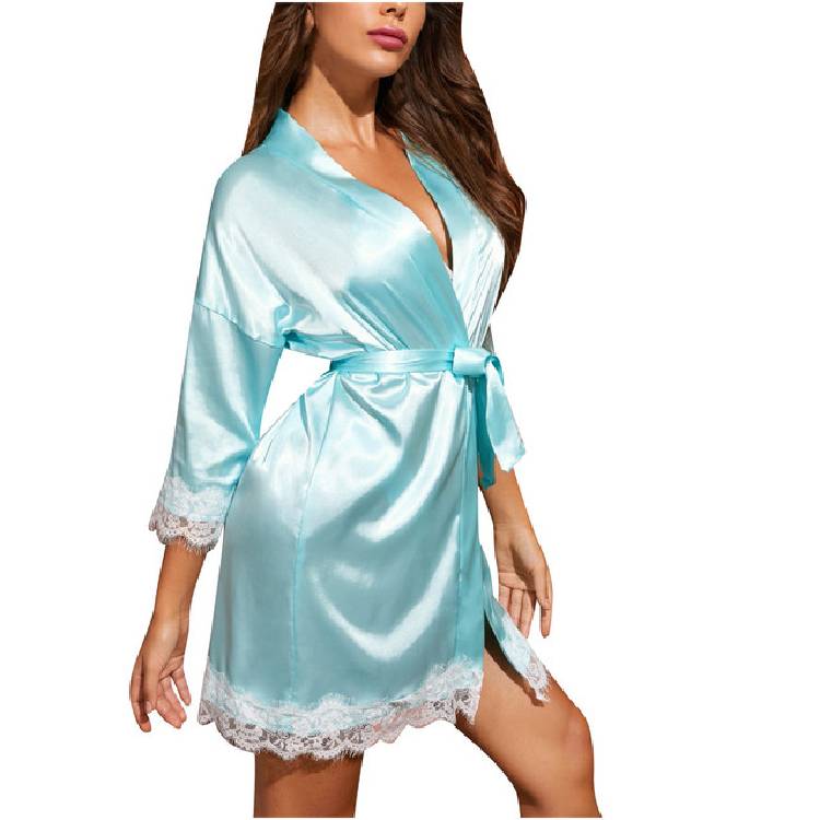 Summer Bride Wedding Robe Satin Sleepwear Women Nightgown  Nightdress Lady Kimono Bathrobe Gown Negligee