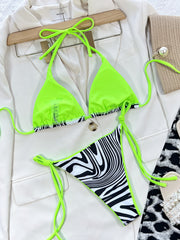 European and American style new women's bikini suit sexy bikini strapless backless zebra stripes summer seaside vacation beach swimming navel low-cut