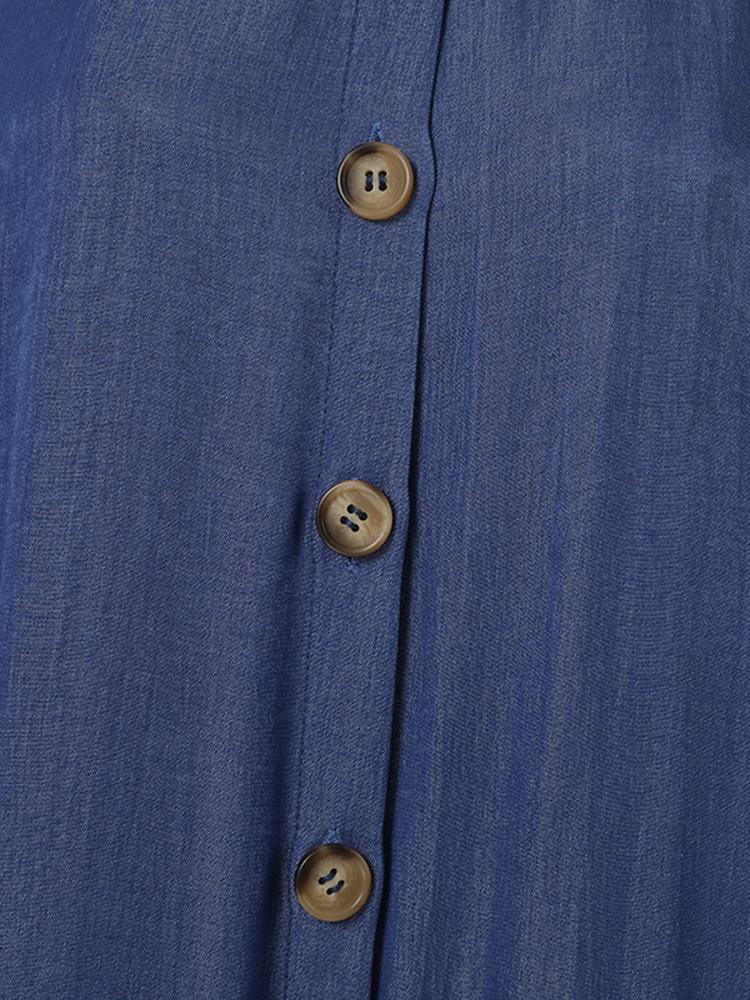 ZANZEA Women Elegant Dresses Solid Turn-Down-Collar Three Quarter Sleeves Calf Length Dress Fashion Holiday Casual Loose Ladies Vestido Plus Size