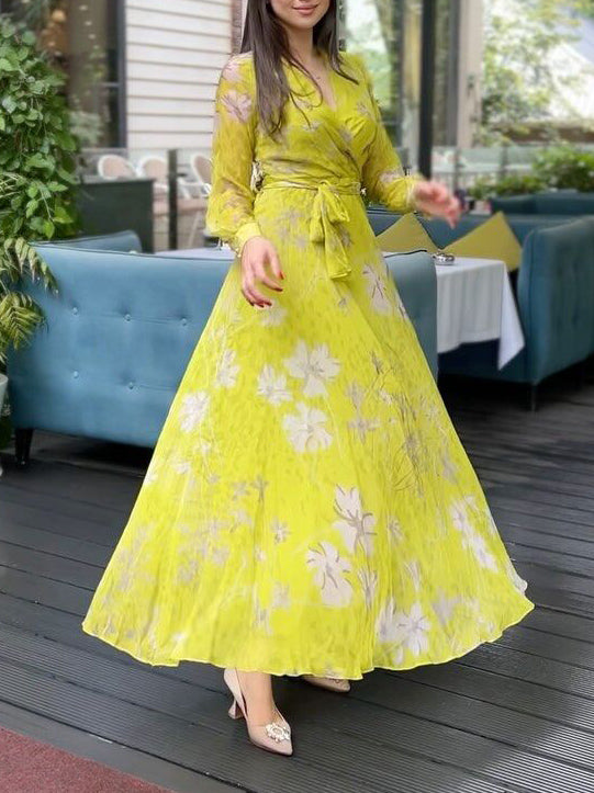 floral print chiffon dress