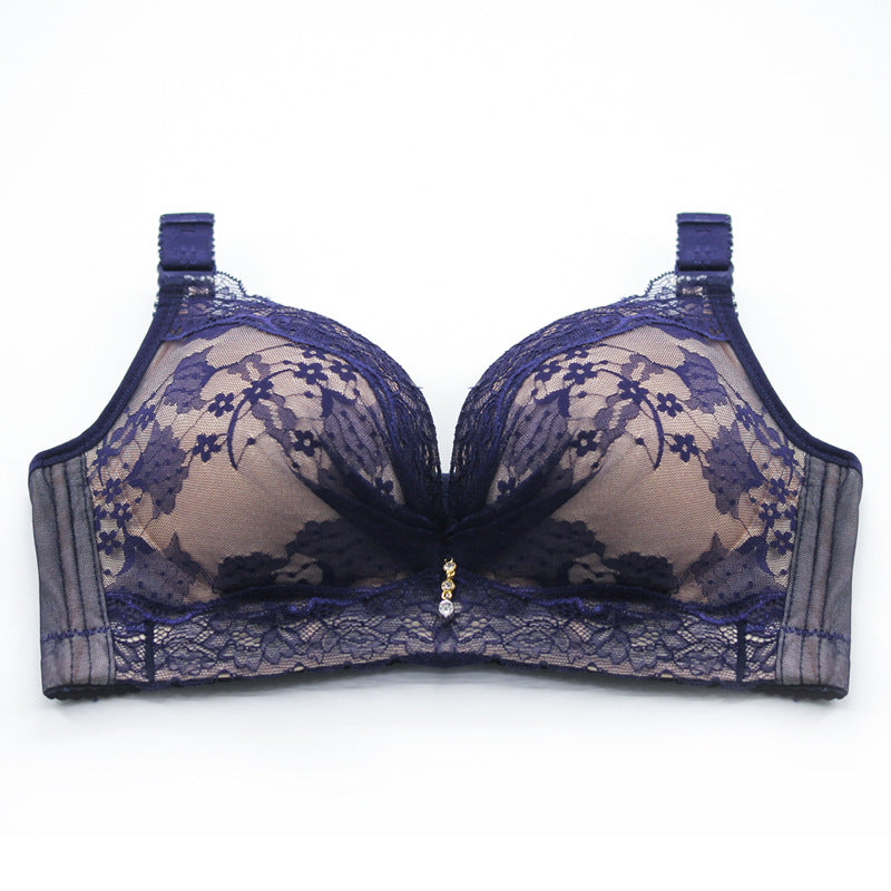 Lace, no steel ring, small chest gather bra
