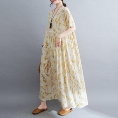 2023 جديد موري فتاة نمط رعوي صيف جديد أدبي وفني مقاس كبير سمين مم بالإضافة إلى الأسمدة وفستان قصير الأكمام مطبوع موسع