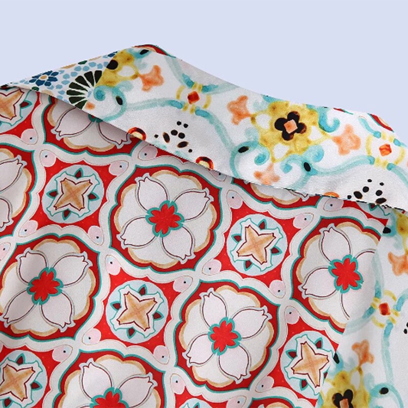 فستان بوهو ستايل قصير مطبوع عليه زهور نصف كم وياقة مقلوبة فساتين أنيقة على شكل حرف A فساتين نسائية أنيقة غير رسمية 