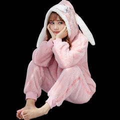 Winter cut flower velvet coral velvet thickened warm long-sleeved pajamas women's plus velvet women's homewear suit