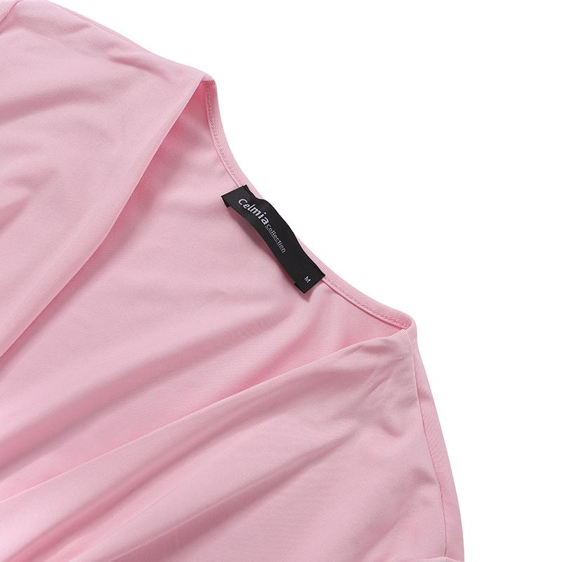 Celmia Elegant Women Sexy V-neck Dress 2022 Fashion Pleated Ruffled Bodycon Party Dress Casual Solid Slit Midi Vestidos Robe