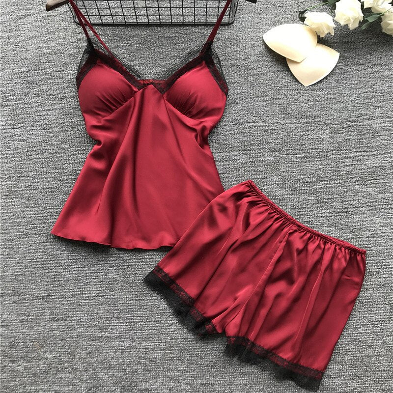 4PCS nightdress female lace suit sexy V-neck suspender nightdress comfortable pajamas nightdress spring nightdress fashion home service
