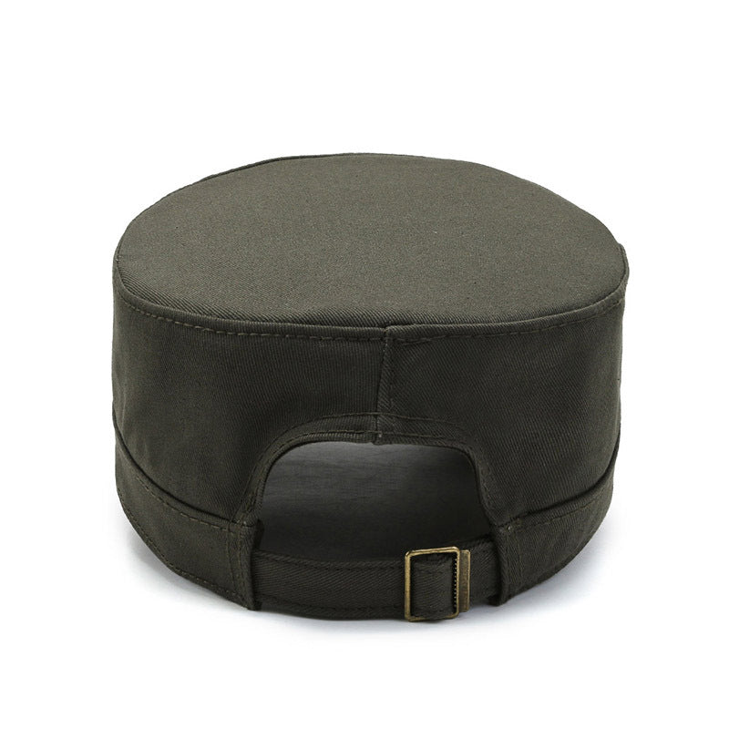 Fashion Military Cap Men Cotton Flat Top Hat Solid Color Outdoor Casual Sun  Hat Fashion Baseball Cap sunshade cap Vintage dad hat