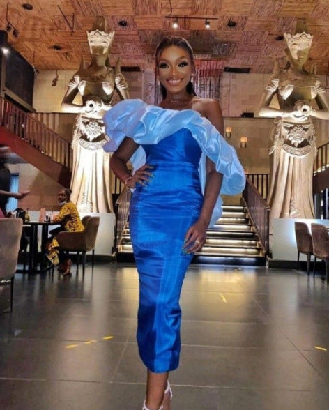 Women Dress Off Shoulder Party Bodycon Shiny Patchwork Tulle Sexy Sheath Evening Birthday Celebrity Runway Night Out Robes Gowns