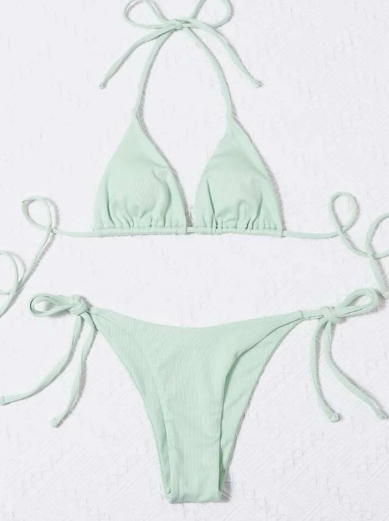 2023 European and American new sexy three-point small pit strip split swimsuit bikini bikini