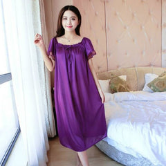 Plus Size 4XL New Sexy Silk Nightgowns Women Casual Chemise Nightie Nightwear Lingerie Nightdress Sleepwear Dress