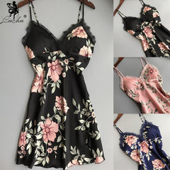 Leechee Women Sleepwear Nighty Nightdress Sexy Lingerie Nightgown Lady Off Shoulder Nightwear Female Night Home Cloth Dress