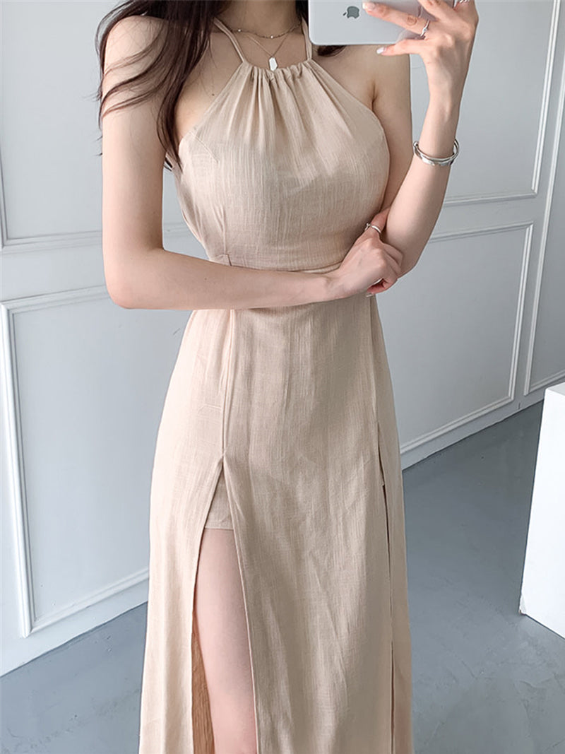 مثير الرسن فستان باكتاف مفتوحة المرأة خمر الدانتيل سبليت سليم ملاءات القطن ماكسي فستان كاجوال عطلة الشاطئ بوهو نمط الملابس