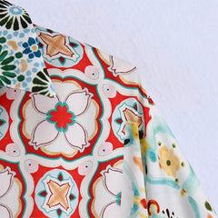 فستان بوهو ستايل قصير مطبوع عليه زهور نصف كم وياقة مقلوبة فساتين أنيقة على شكل حرف A فساتين نسائية أنيقة غير رسمية 