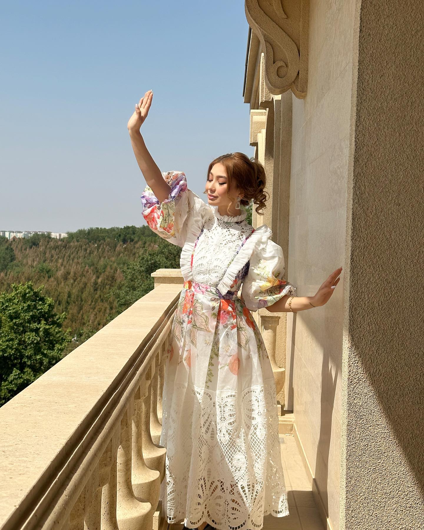 Cutout Lace Panel Pleated Dress