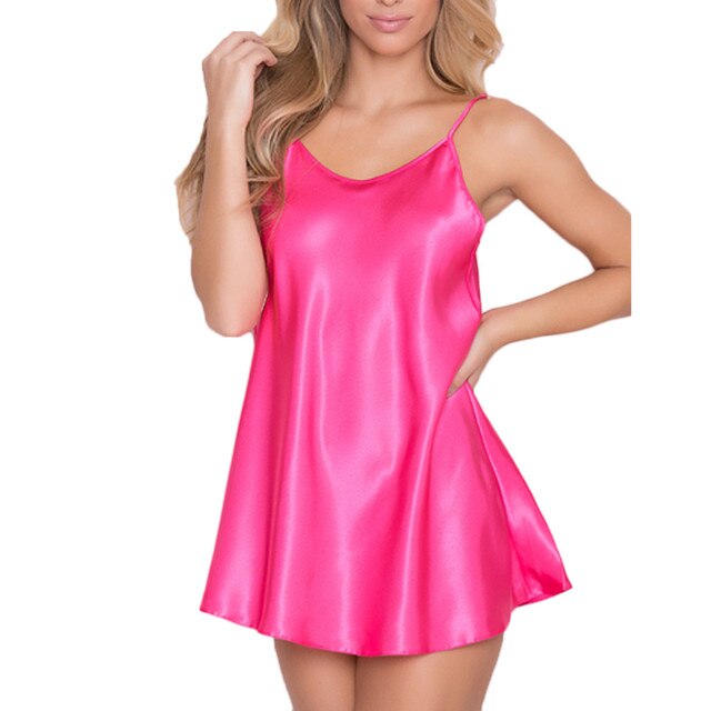 2021 Lingerie Sleepwear Dress for Women Silk Nightgowns Satin Sleeveless Nightdress Backless Nightshirt Pijama Mujer