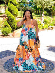 African Sling Dress Long Loose Boho Tank Dress