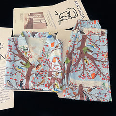 Women's autumn spring full of pastoral style ice and snow silk pajamas long-sleeved silky home clothing set