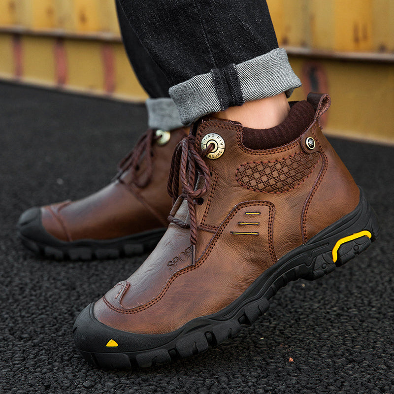 Waterproof motorcycle riding shoes extra size genuine leather riding boots men's racing motorcycle shoes anti collision outdoor hiking boots