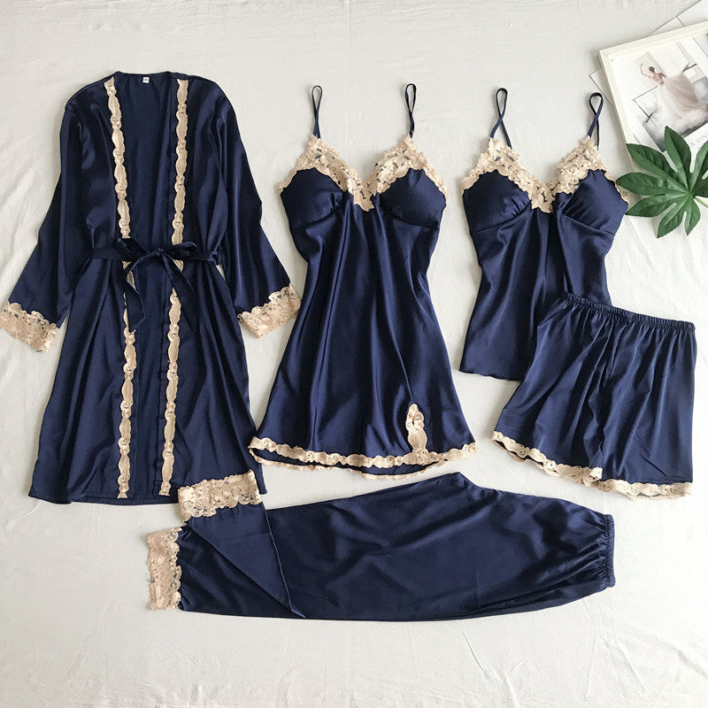 Sexy lingerie five-piece set suspenders sexy ladies home clothes pajamas