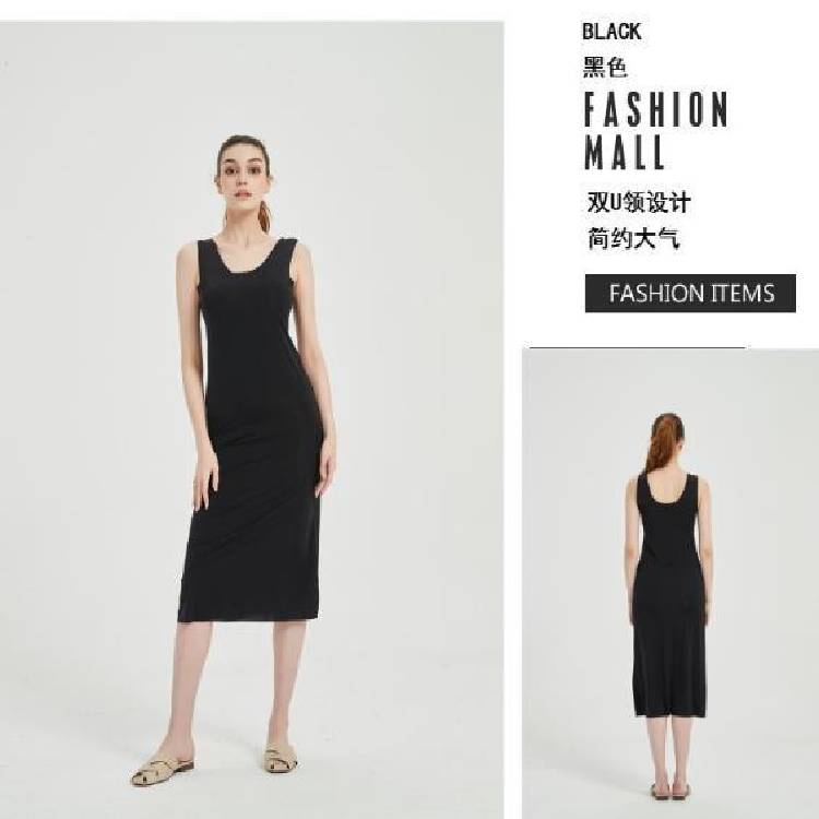 M 5XL Plus size nightgowns women sleep ice silk nightdress  seamless vest long dress female nightshirt bottoming shirt