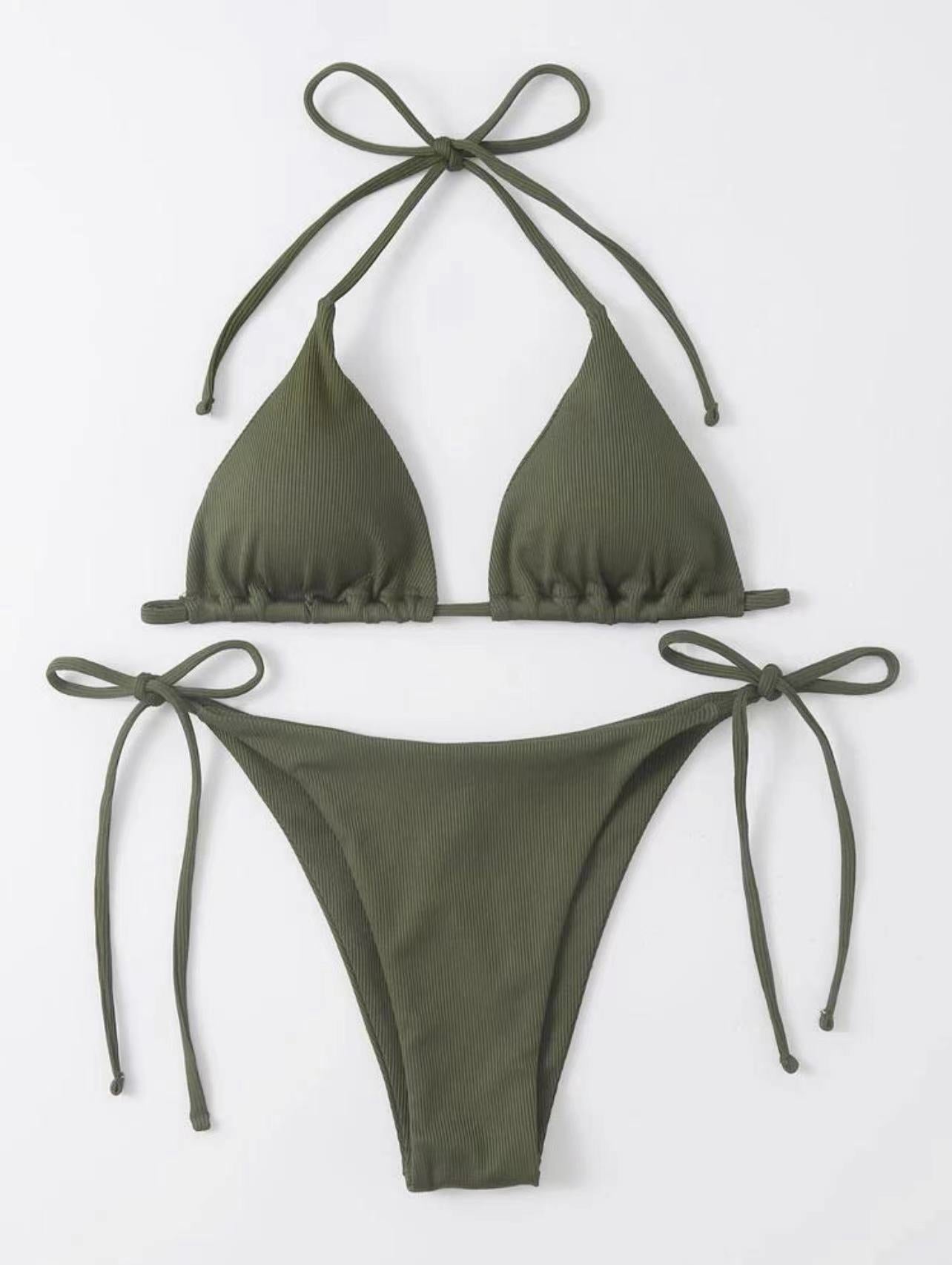 2023 new sexy three-point small pit strip split swimsuit