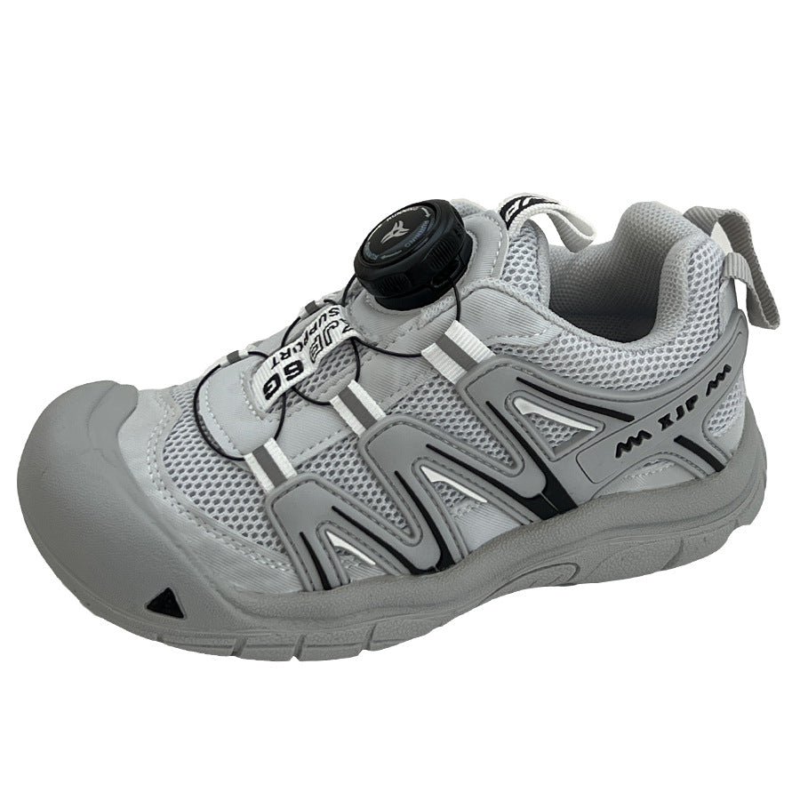 Children's shoes 2023 autumn children's outdoor sports shoes boys and girls rotary buckle soft bottom hiking shoes running shoes