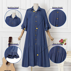 ZANZEA Women Elegant Dresses Solid Turn-Down-Collar Three Quarter Sleeves Calf Length Dress Fashion Holiday Casual Loose Ladies Vestido Plus Size