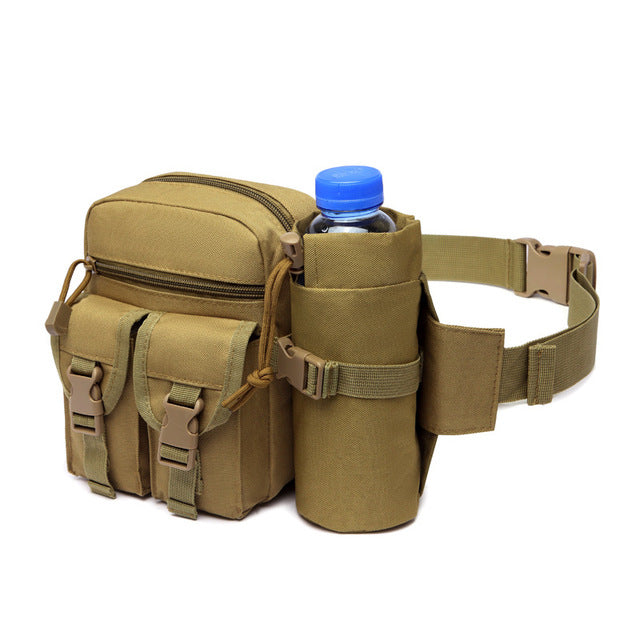 New Outdoor Waist Bag Men's Tactical Water Bottle Waterproof Mole Camouflage Hunting Hiking Climbing Nylon Mobile Phone Belt Bag