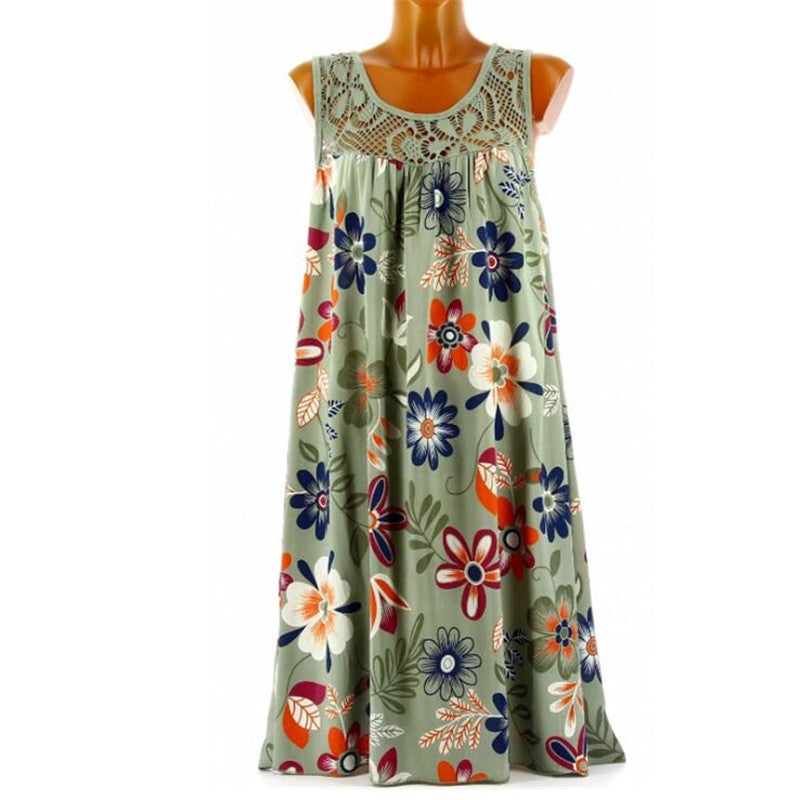 2023 Women Summer Dresses Boho Style Printed Beach Dress Loose Mini Party Dress Tank Top