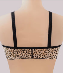 Front buckle leopard print large size thin section bra without rims push-up underwear 36-42BC