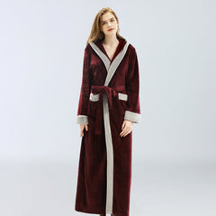Ebay same style hooded nightdress women's autumn and winter dressing gown ladies long nightgown