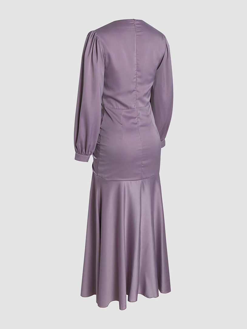 Elegant sheath wrap satin dress