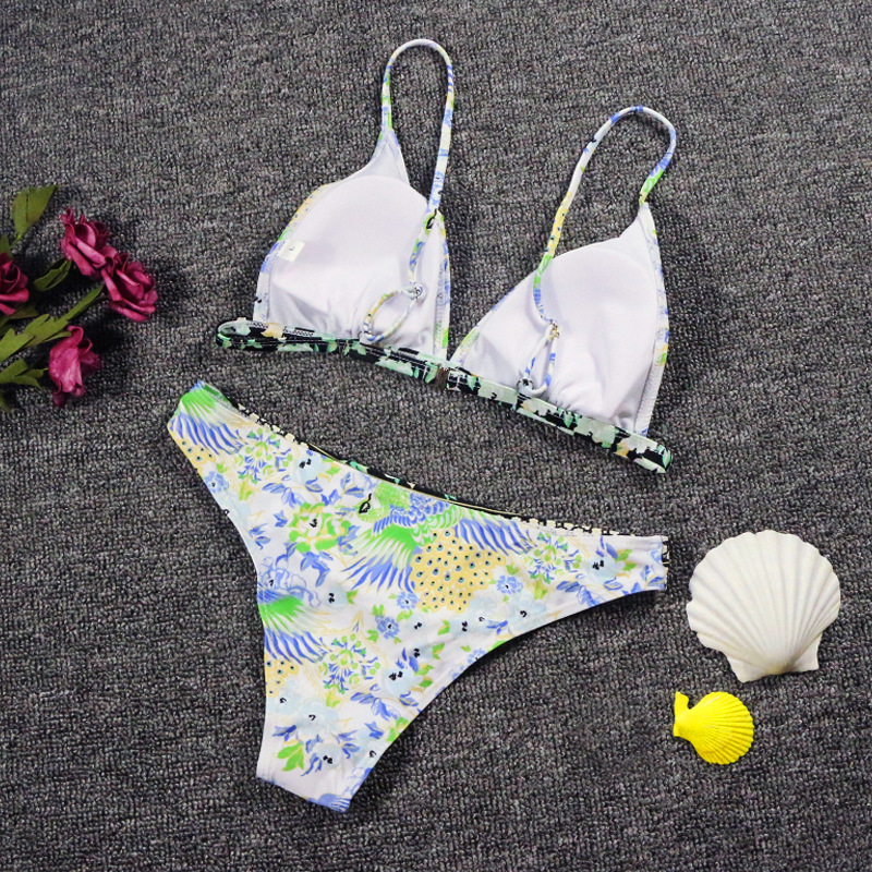 New split swimsuit European and American  personality printed quick-drying bikini swimsuit