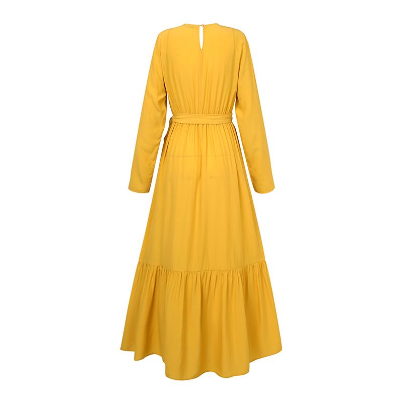 ZANZEA - Langes muslimisches Kleid mit Rüschensaum, lange Ärmel, einfarbig, Sommer, Dubai, Türkei, Abaya, Hijab, Plus Size